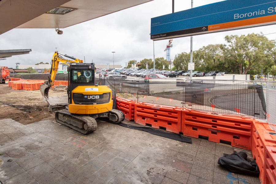 Crews have started clearing the area where a new community plaza will be built, connecting the station forecourt on Lupton Way with Dorset Road.
