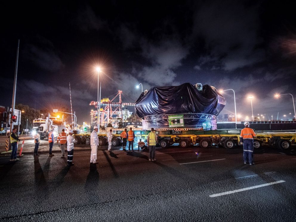 TBM  Bella components arriving being delivered to site at night