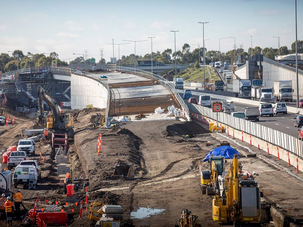 Works progressing on the Edgars Road Greensborough bound exit ramp