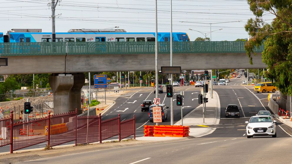 The completed Toorak Road bridge