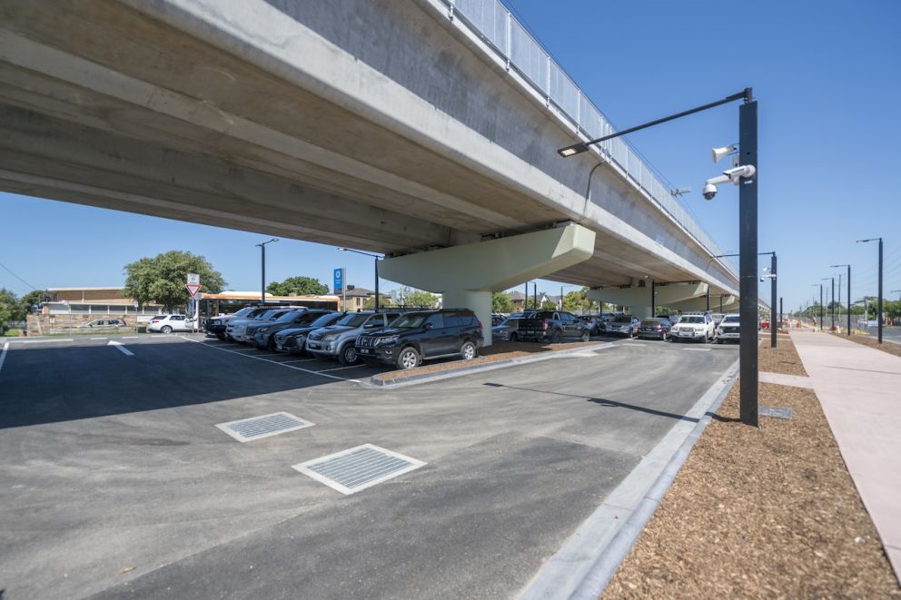 New passenger parking has opened under the elevated rail in Parkdale