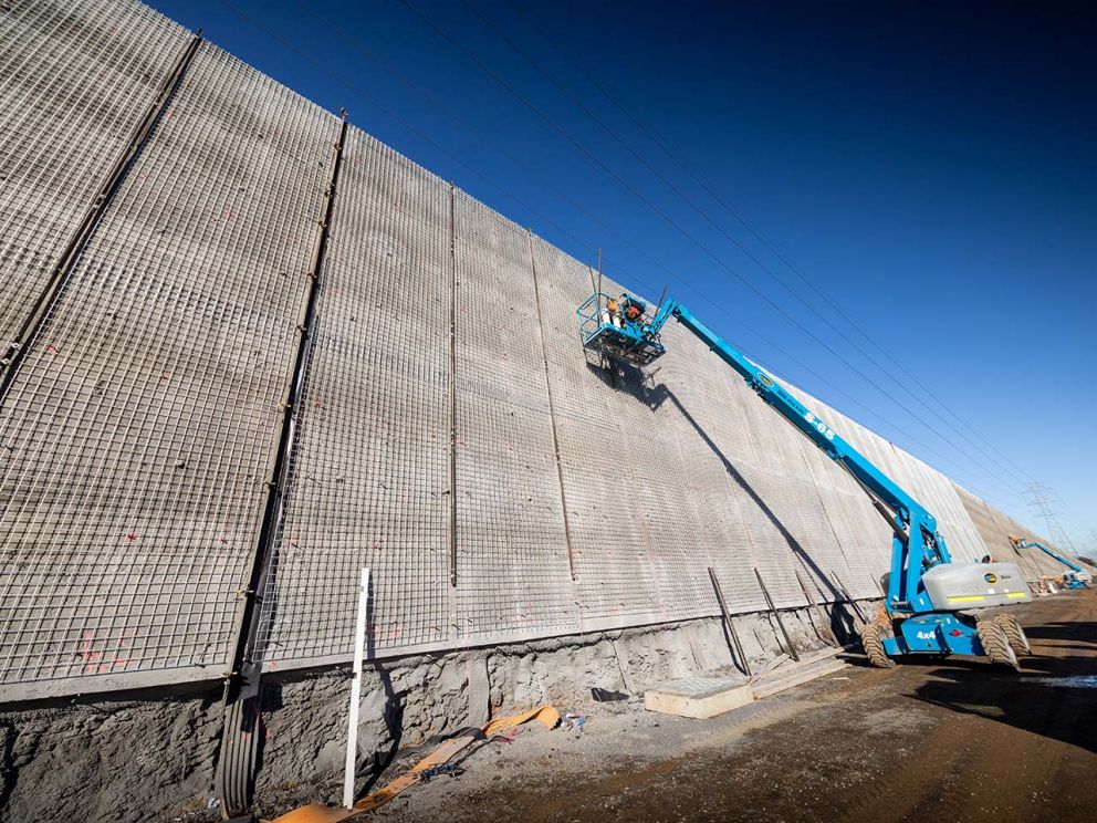 Architectural shotcrete on the new retaining wall