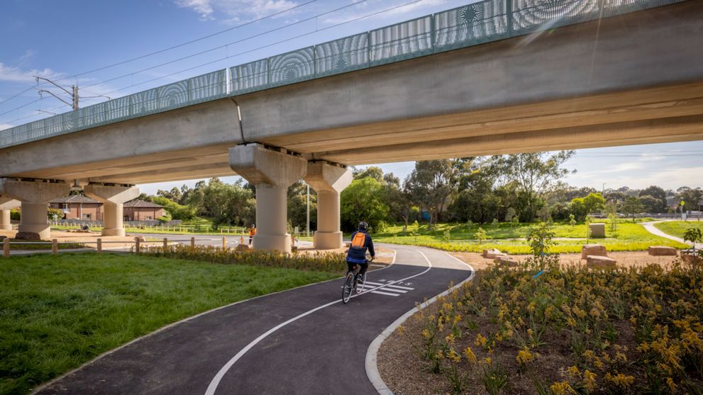 The completed Toorak Road shared use path
