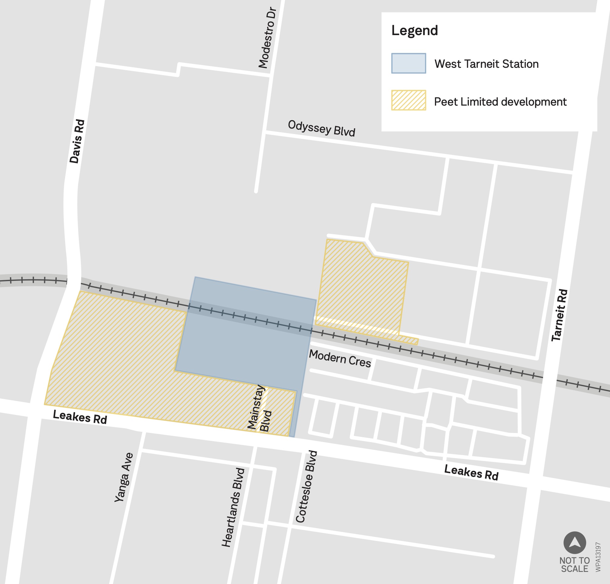 Map showing location of works near Tarneit Station