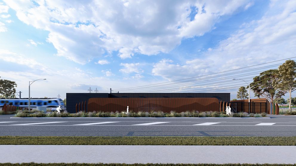 Artist impression of the new substation facing west on St Albans Road