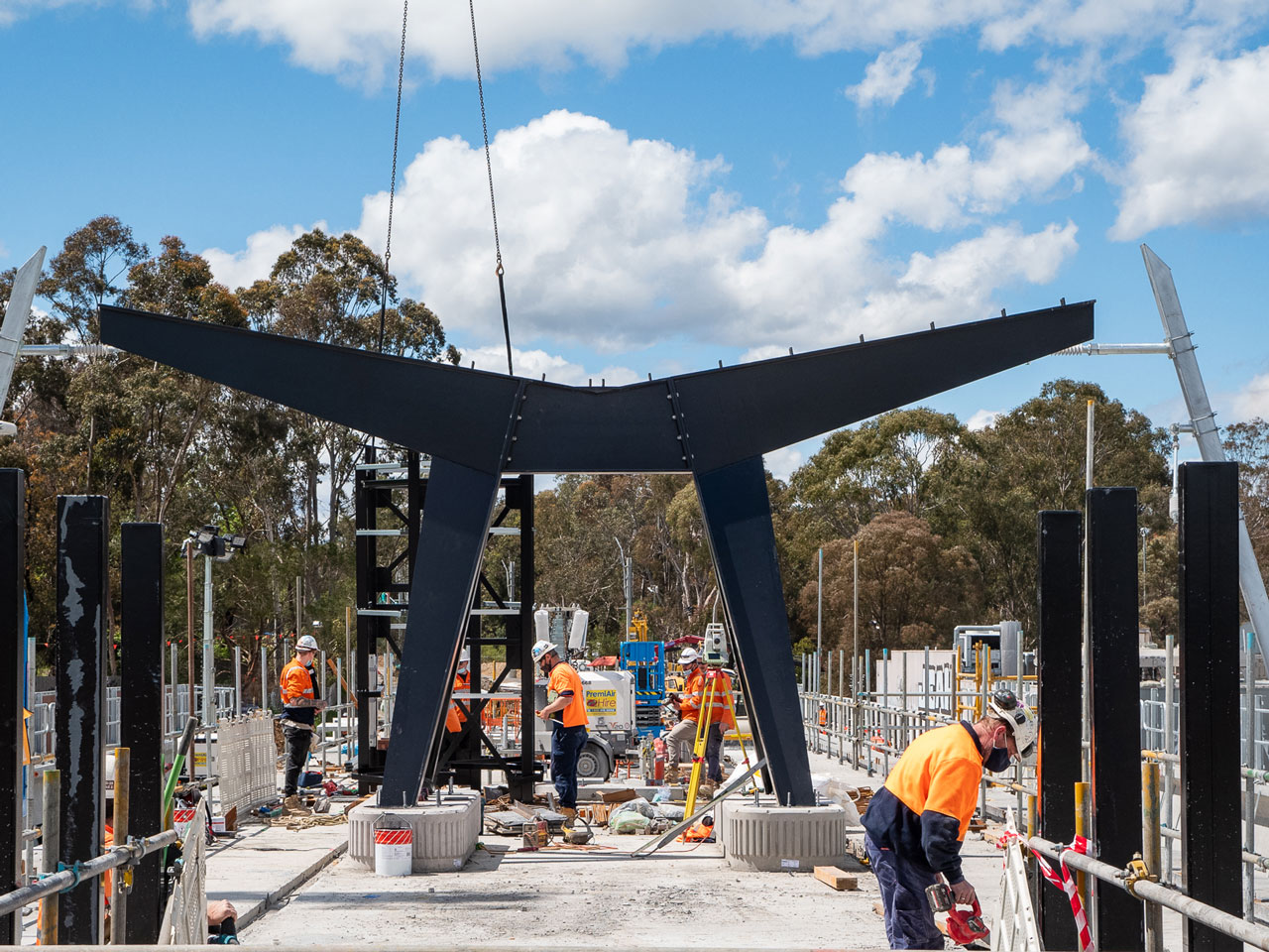 Station trestle installed ready for the canopy.