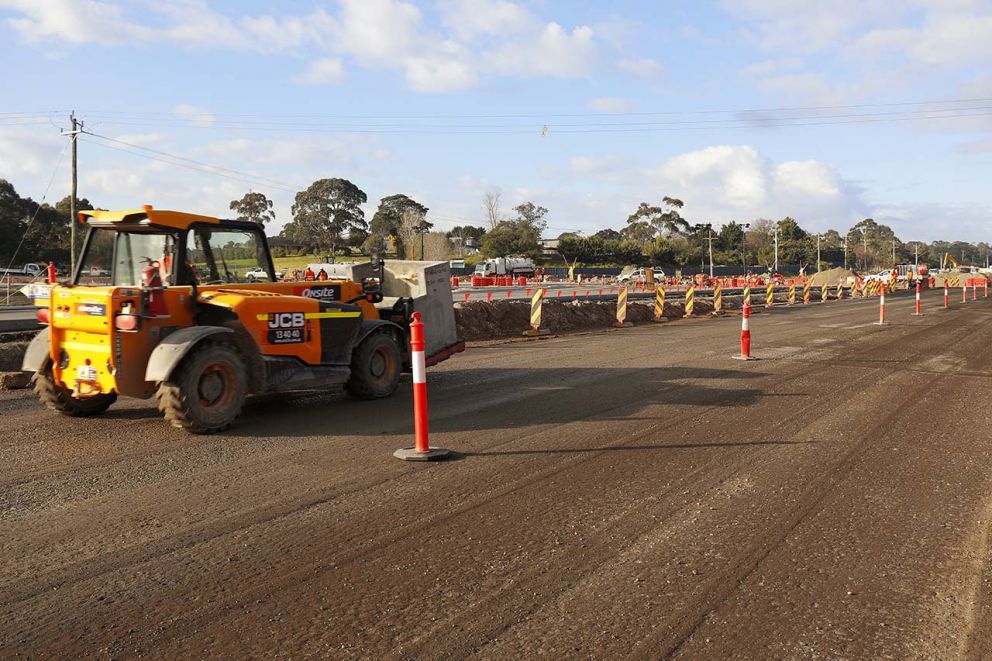 The base layer for new lanes at the Cranbourne-Frankston Road intersection 