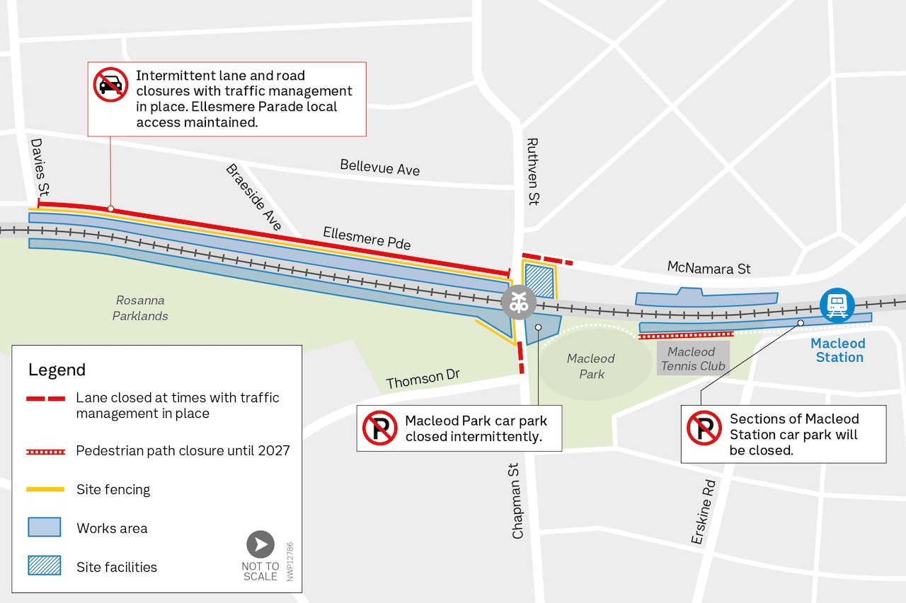 Ruthven Street works area map in June