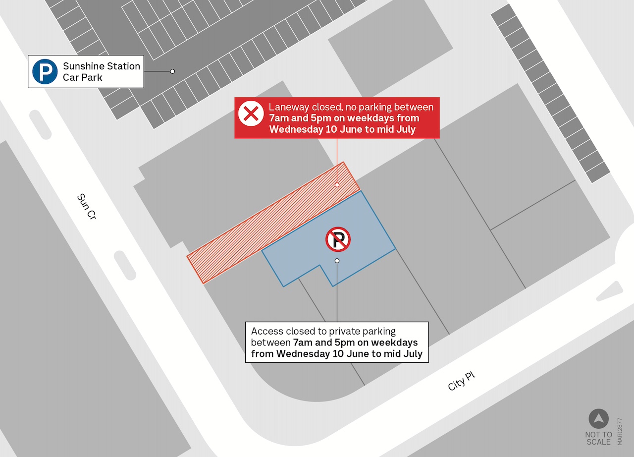 Map showing laneway closured north of City Place