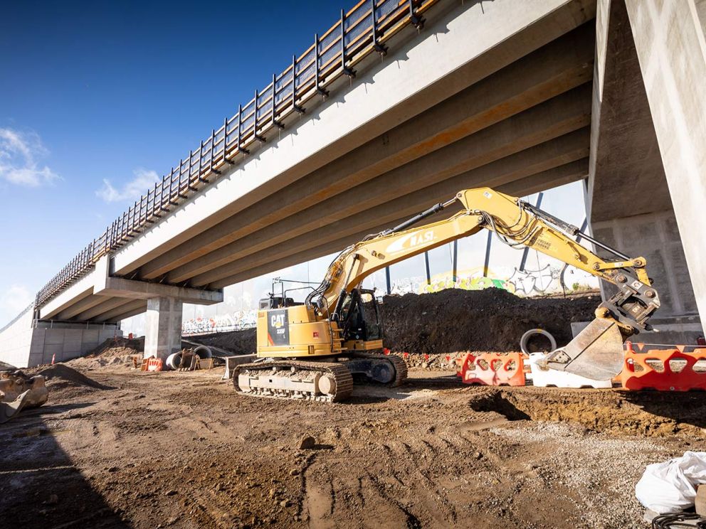 Drainage works near the Edgars Road Altona bound entry ramp