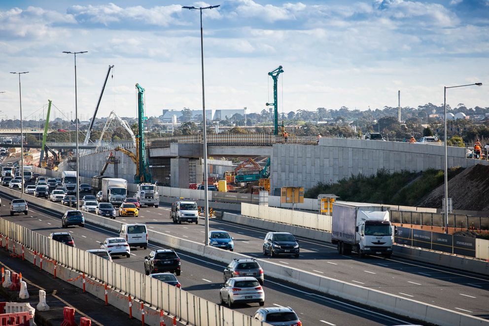 Edgars Road Altona-bound exit ramp works