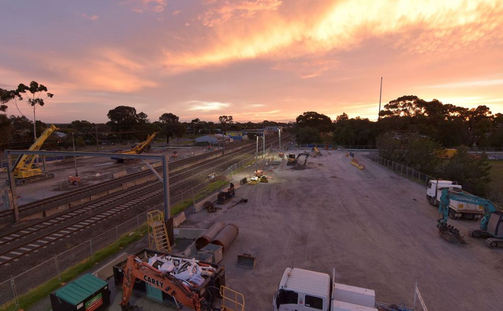 Werribee rail line during early works