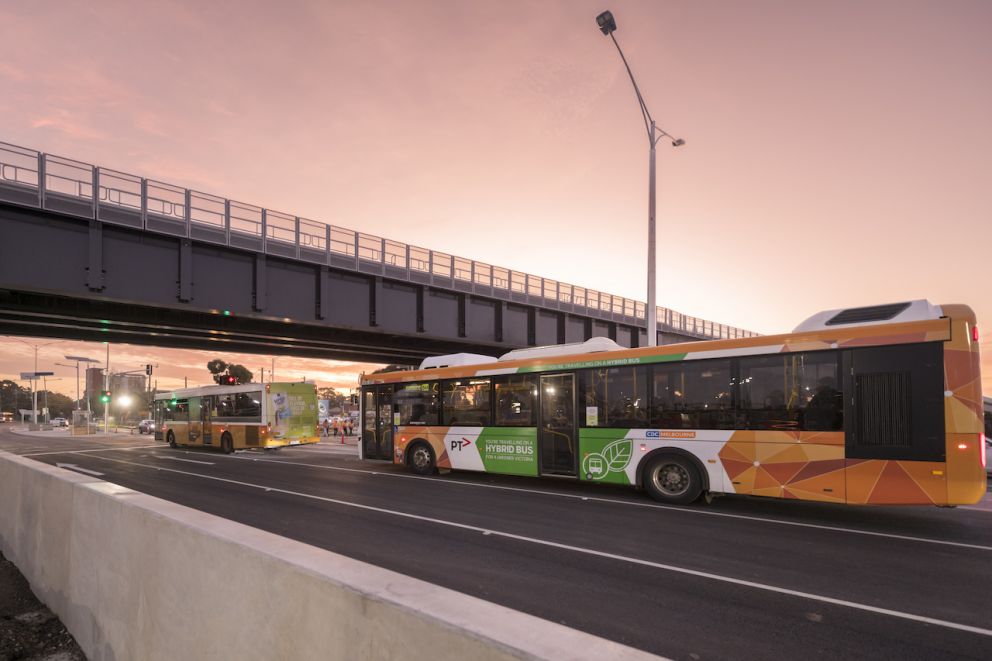 Vehicles use the upgraded intersection for the first time.