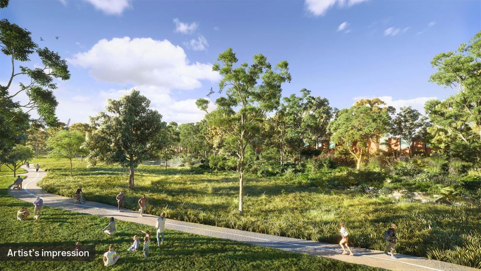 West view artist impression of Koonung Creek Reserve and Koonung Creek Trail in Balwyn North.