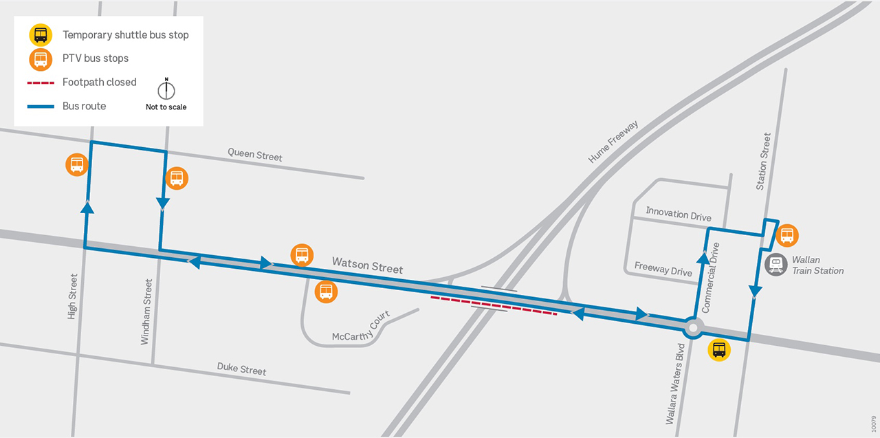 Watson Street Interchange Upgrade Community Shuttle Bus Route Map - March