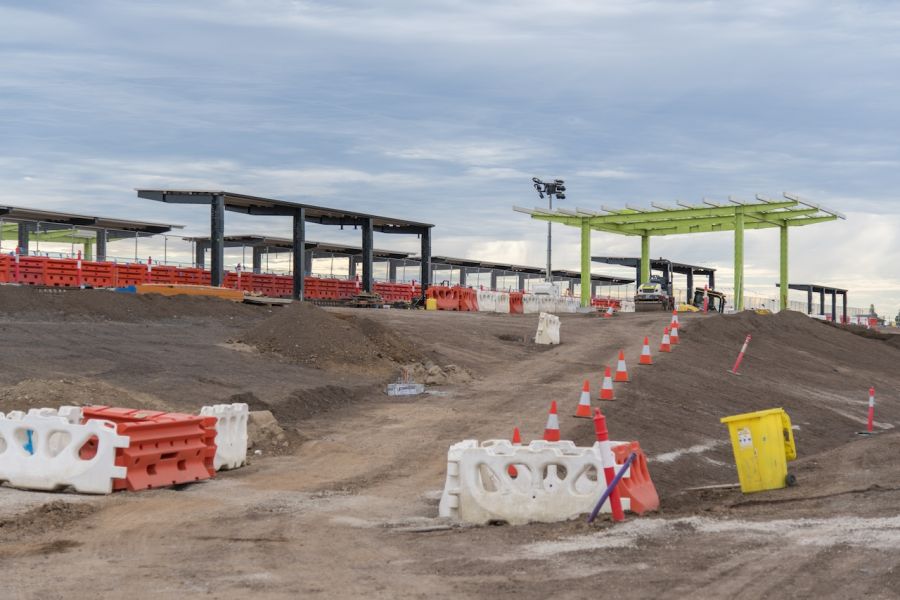 The new station platforms under construction