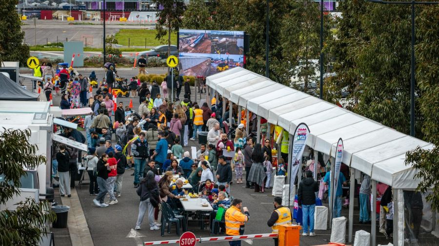 The local community enjoying the free event