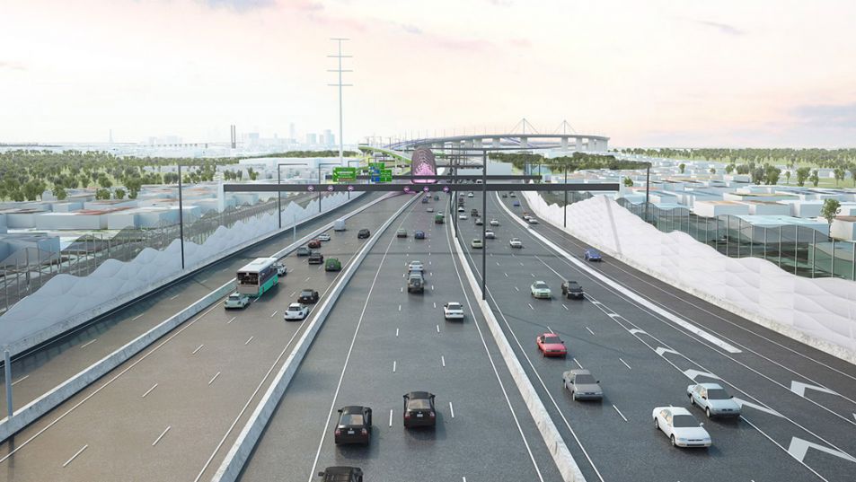 An artist's impression of the widened West Gate Freeway.