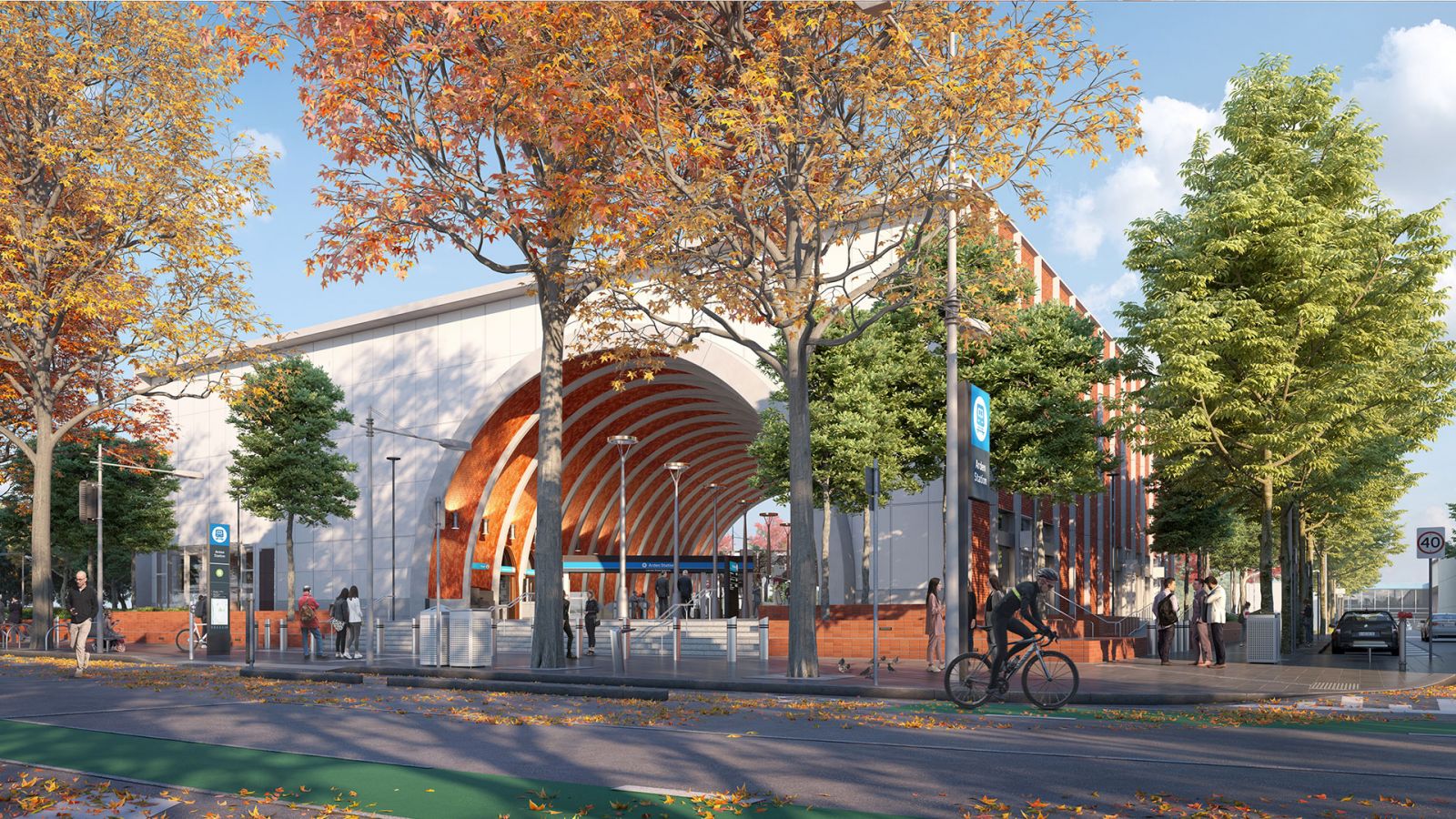 Artist impression of the arched entrance to Arden Station