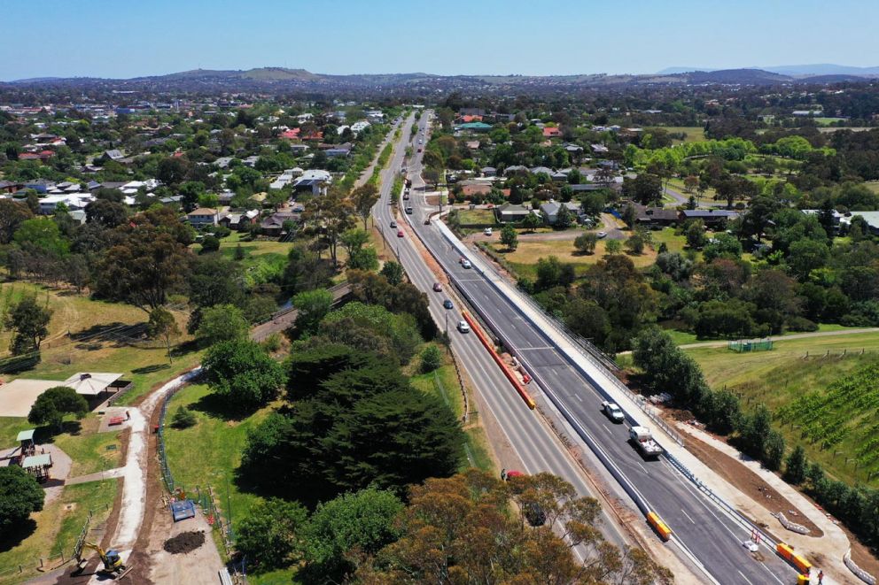 Installation of road barriers on the bridge