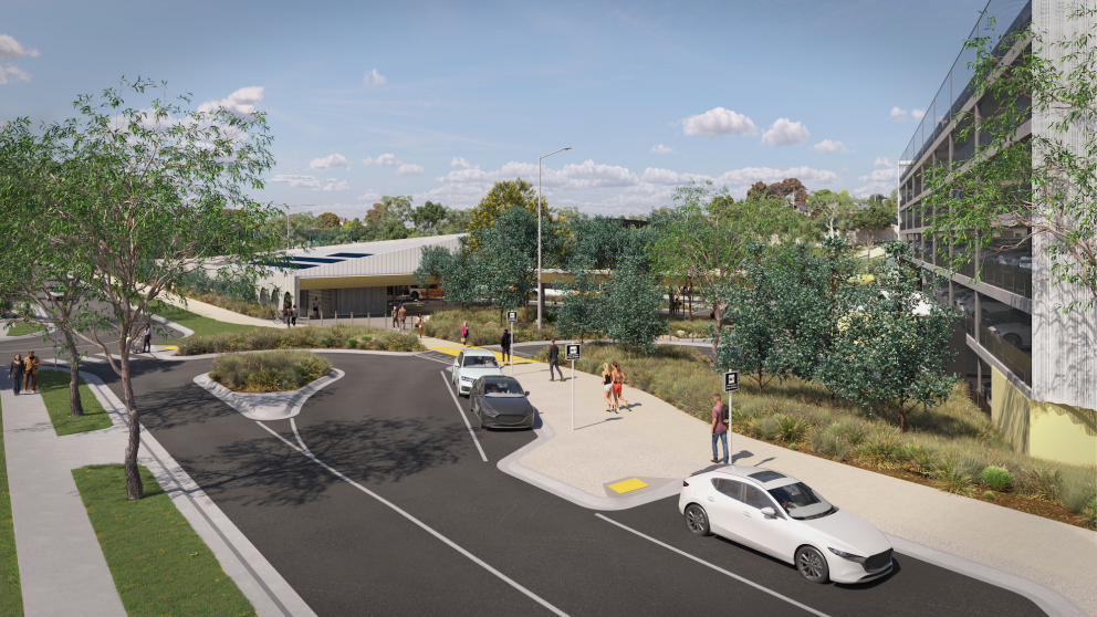 Artist’s impression of new Drop and Go zone, forecourt and passenger services building