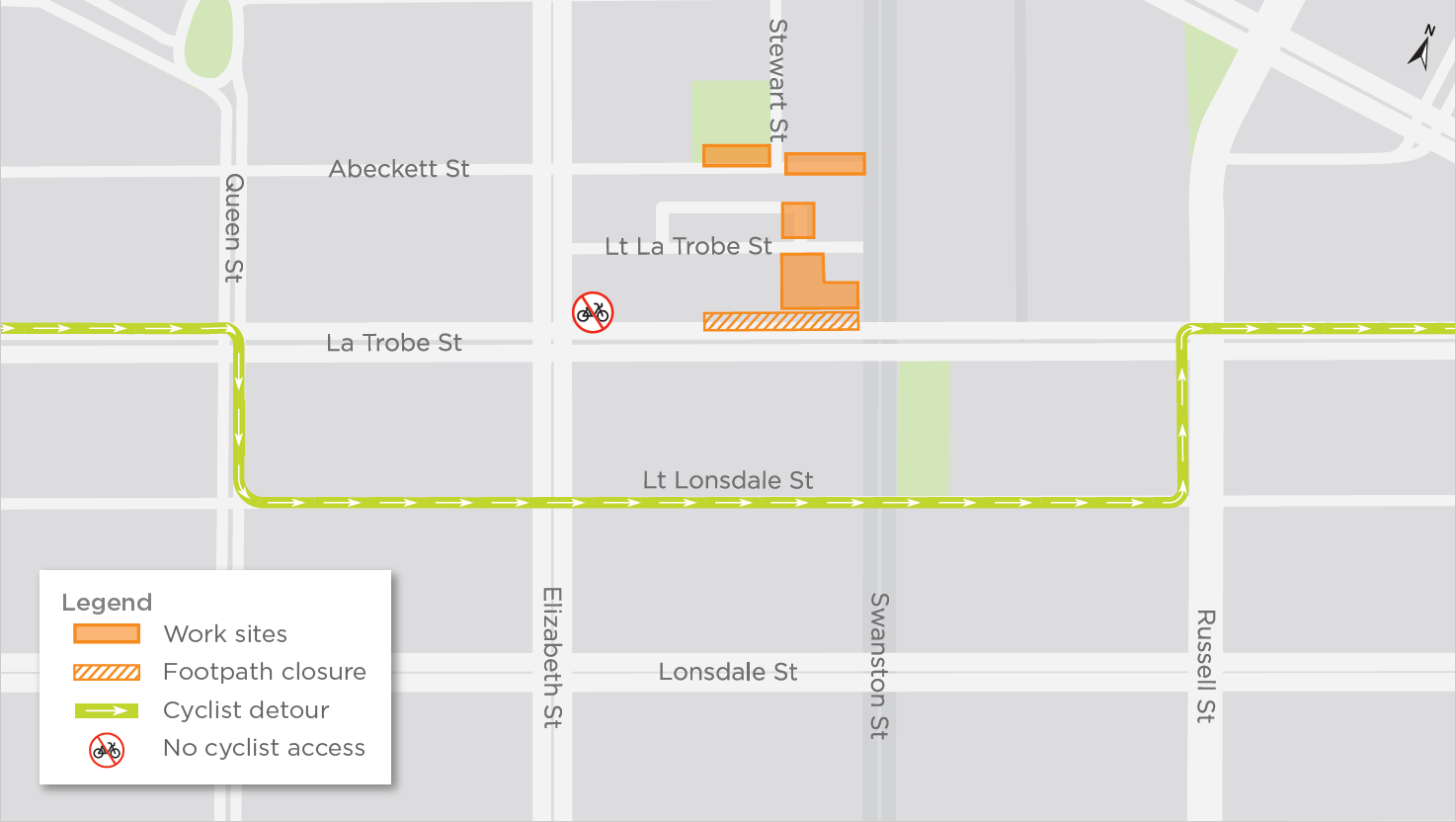latrobe street cyclist detour map