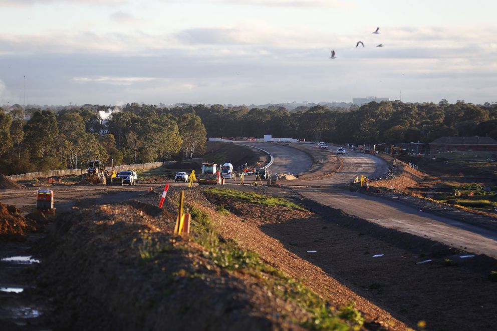 Works to build the Freeway and exit ramp at Governor Road