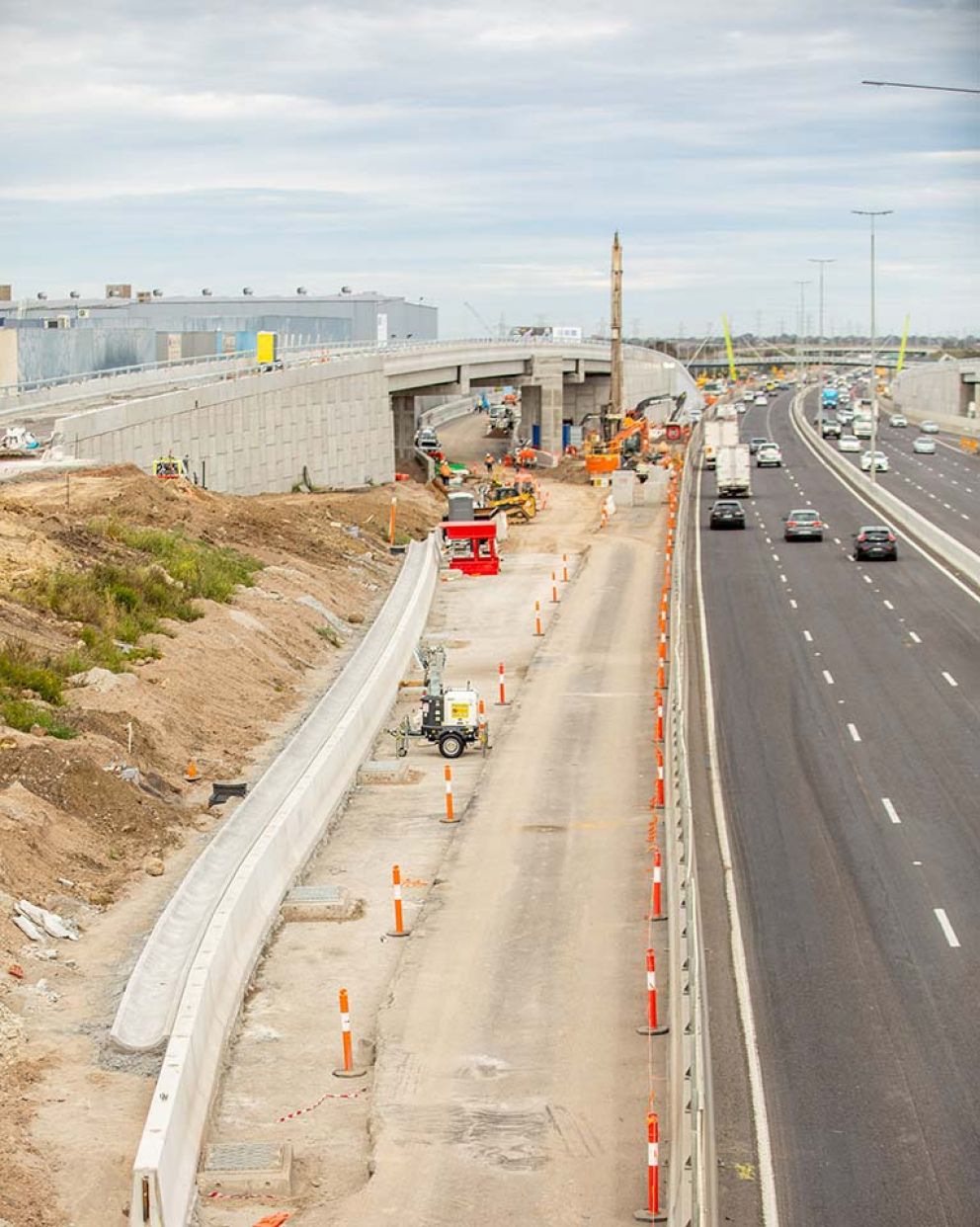 Works in preparation to open to the new M80 to Hume Freeway Altona-bound ramp