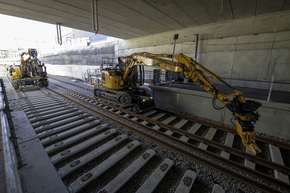 February - The rail track was installed in the new rail trench