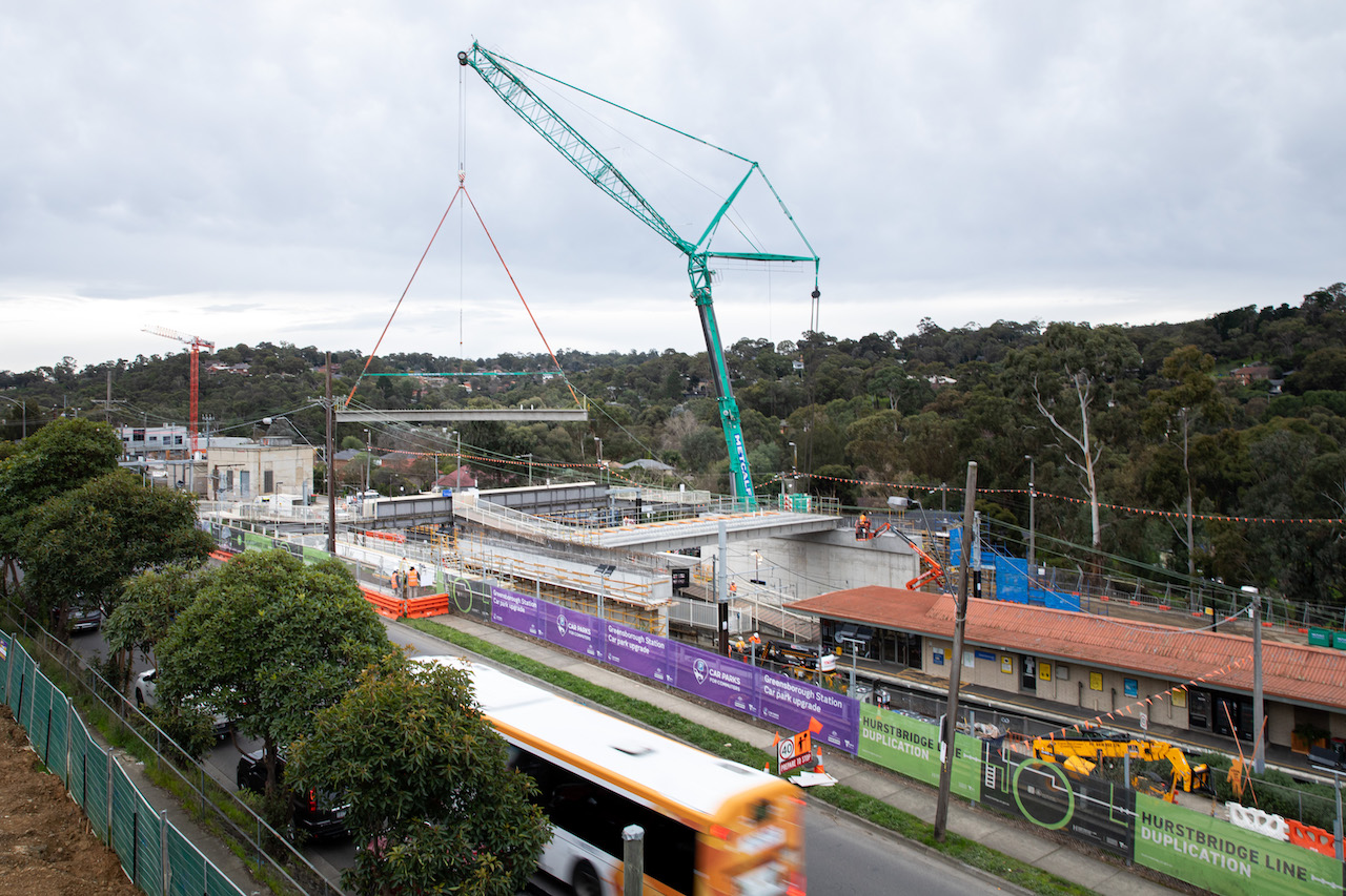Concourse taking shape at the new Greensborough Station, July 2022
