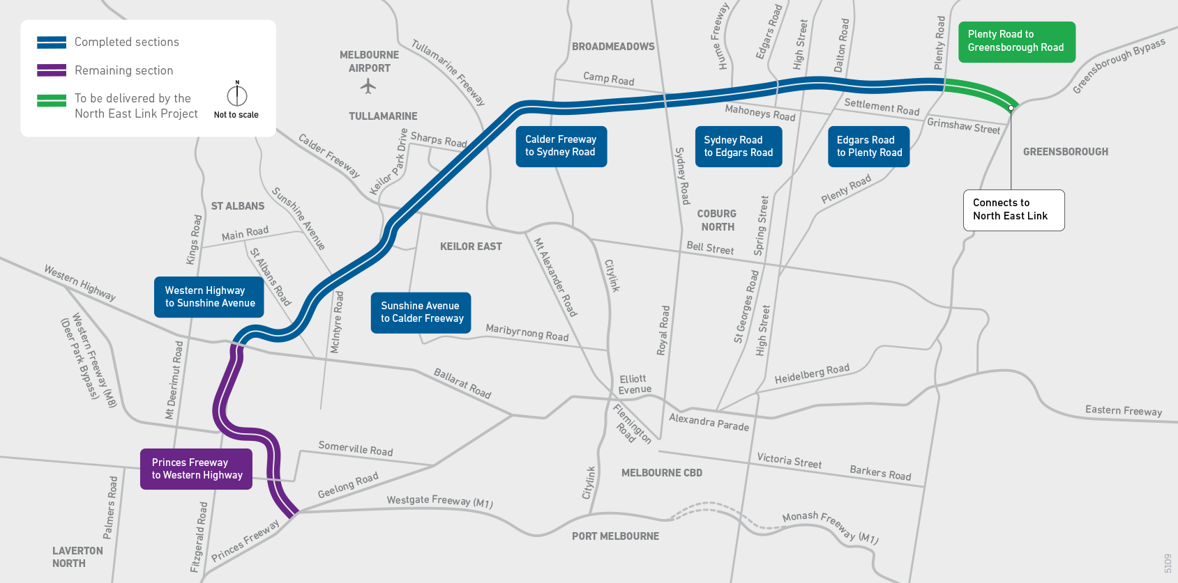 M80 Project Overview Map - Sydney to Edgars Rd Completion