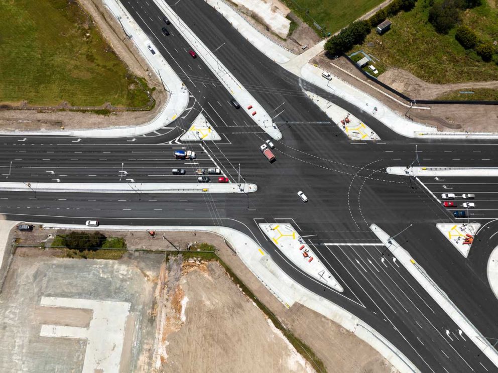 An aerial view of the Cranbourne-Frankston Road intersection