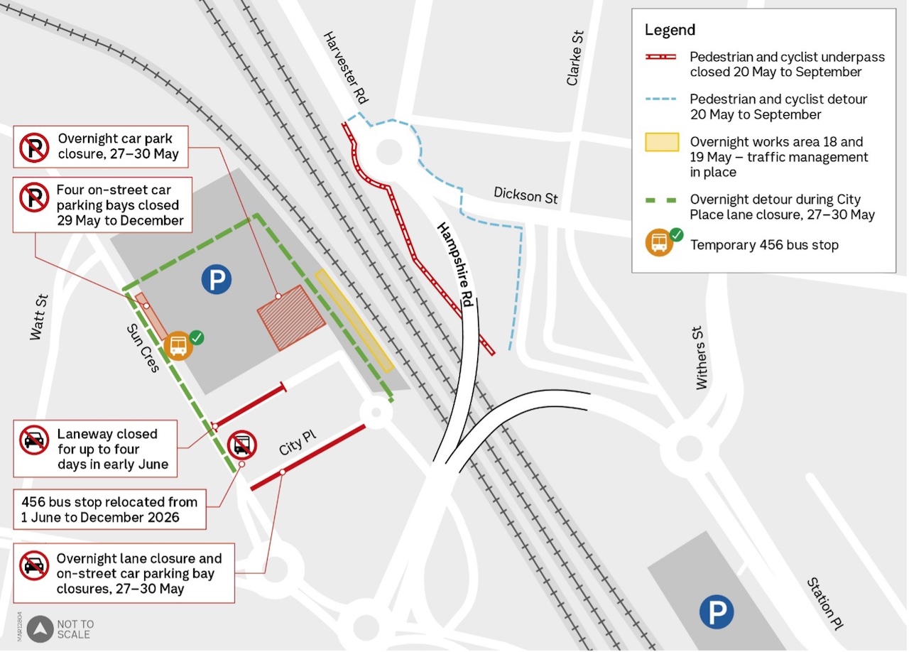 Sunshine Station precinct works closure and detour map