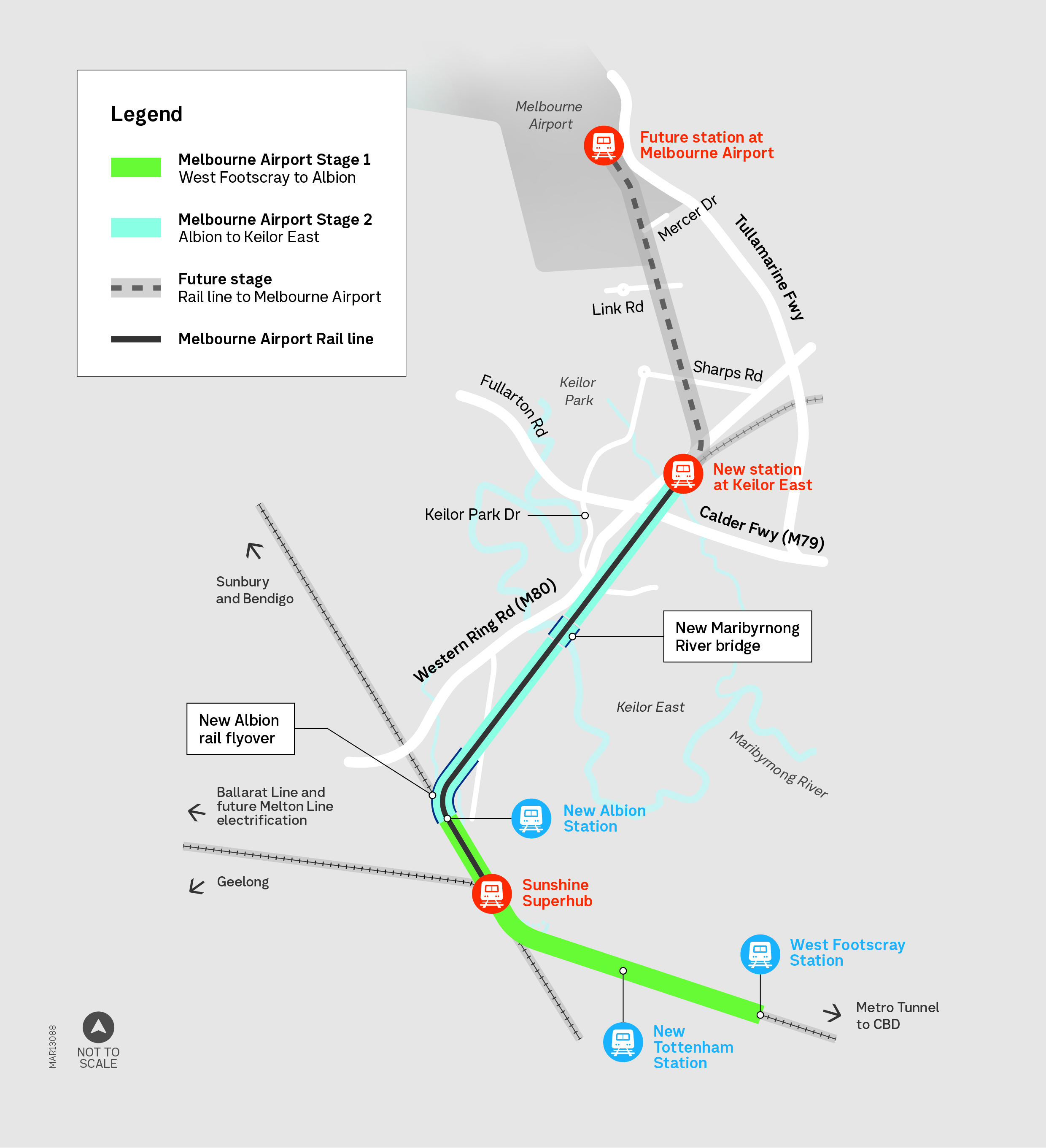 Melbourne Airport Rail project map