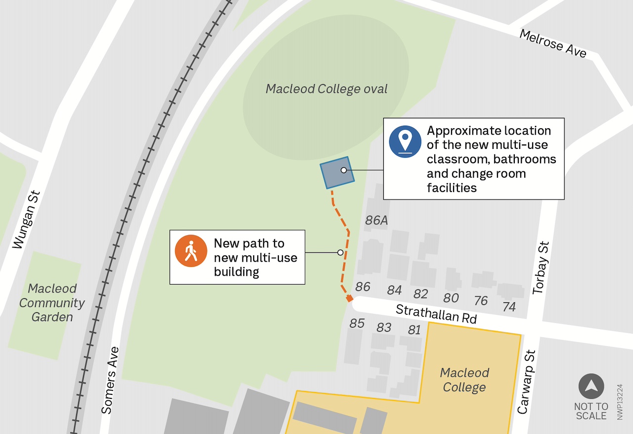 Map showing Macleod College Oval upgrade