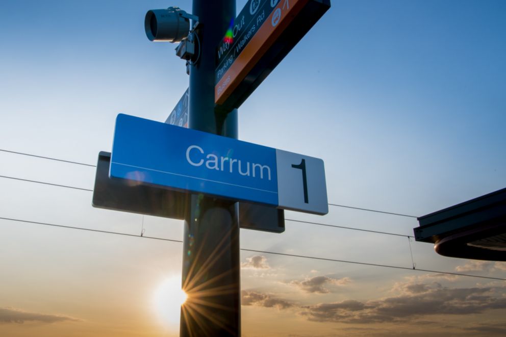 The platform 1 sign at the new Carrum Station