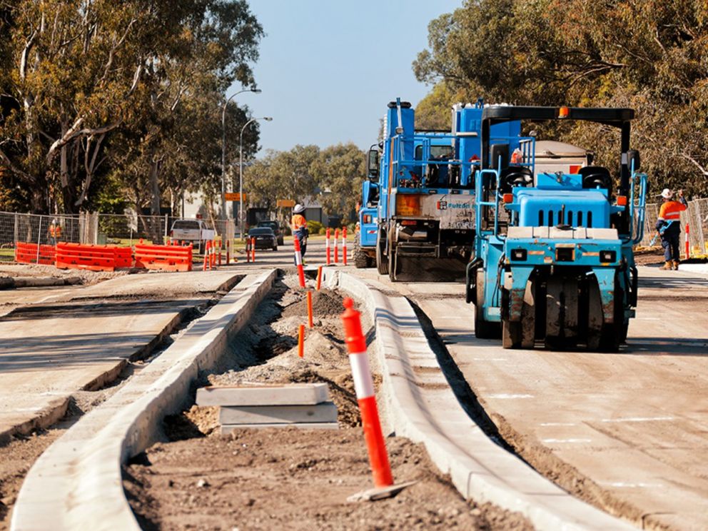 Building the new intersection at Woodlands Drive and Lower Dandenong Road