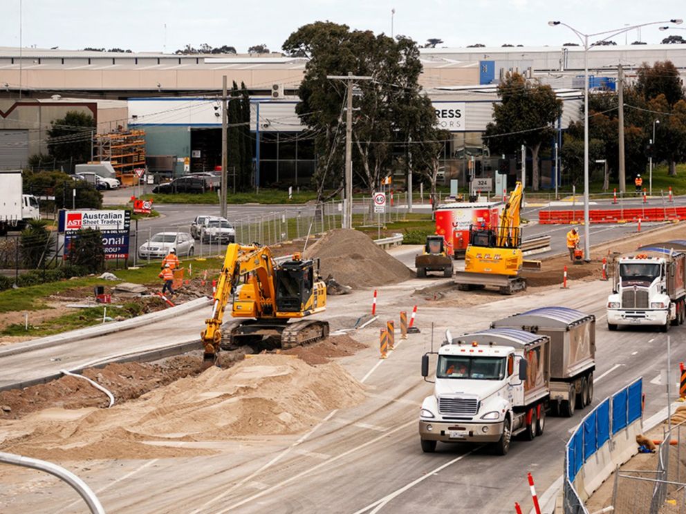 Works to build the new lanes and median on Governor Road