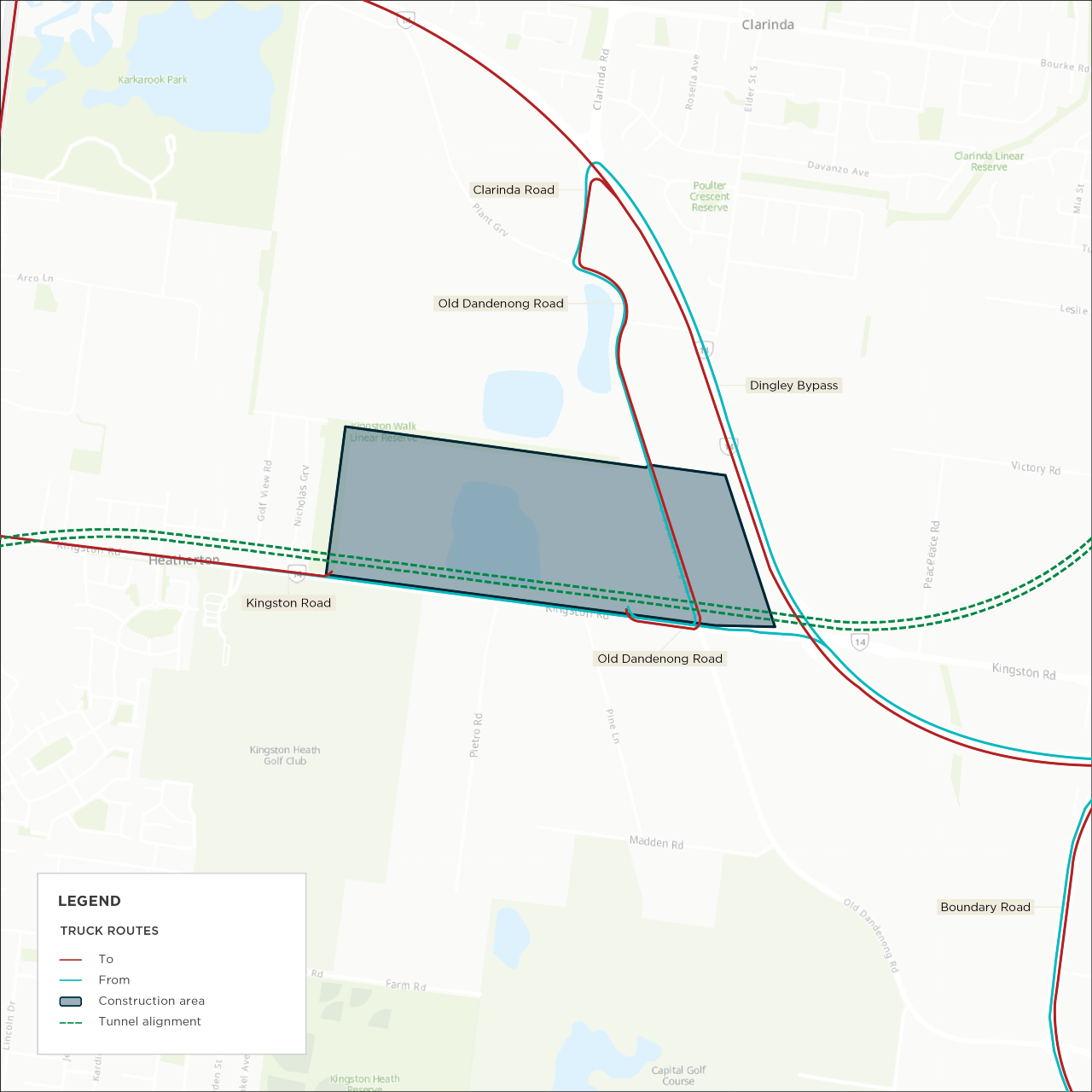 Map: Stabling primary construction vehicle routes