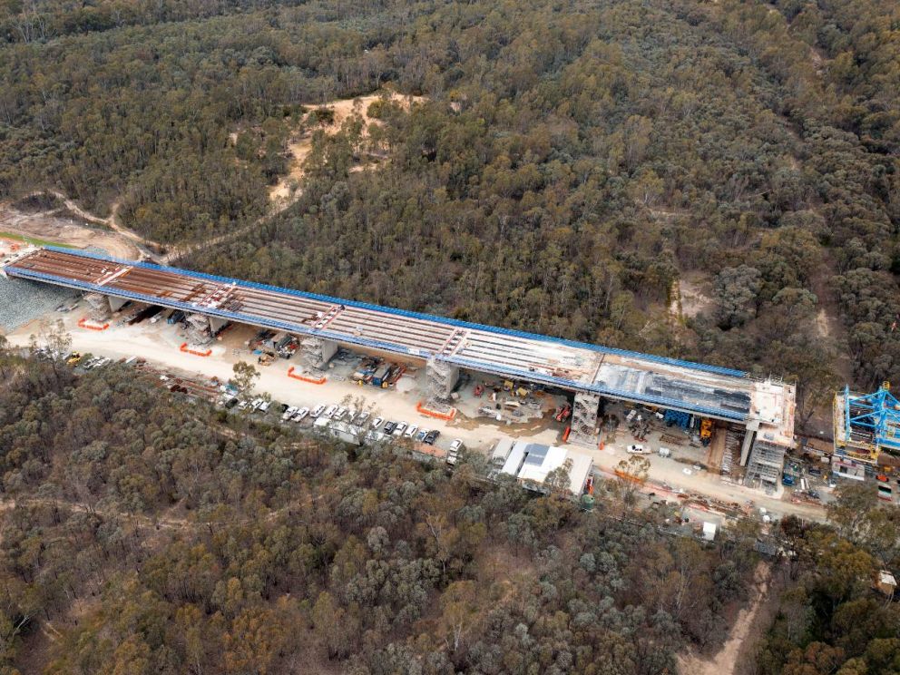 The approach span and main bridge coming together (NSW)