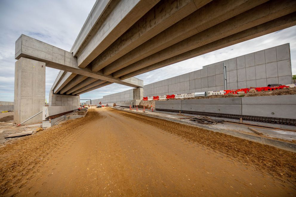 Beneath the new elevated ramp