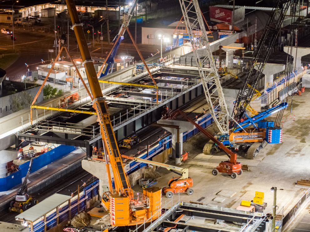 Cranes on site at Preston Station.
