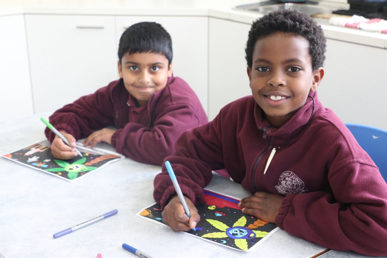 Local school students also brought colour to the area through their drawings and colouring-in