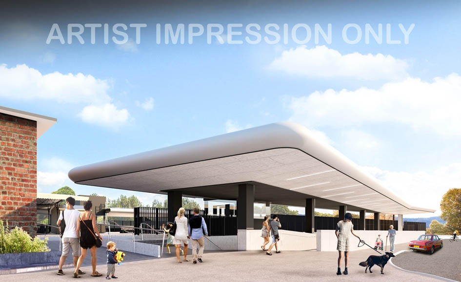 Artist impression of northern forecourt at Oakleigh Station