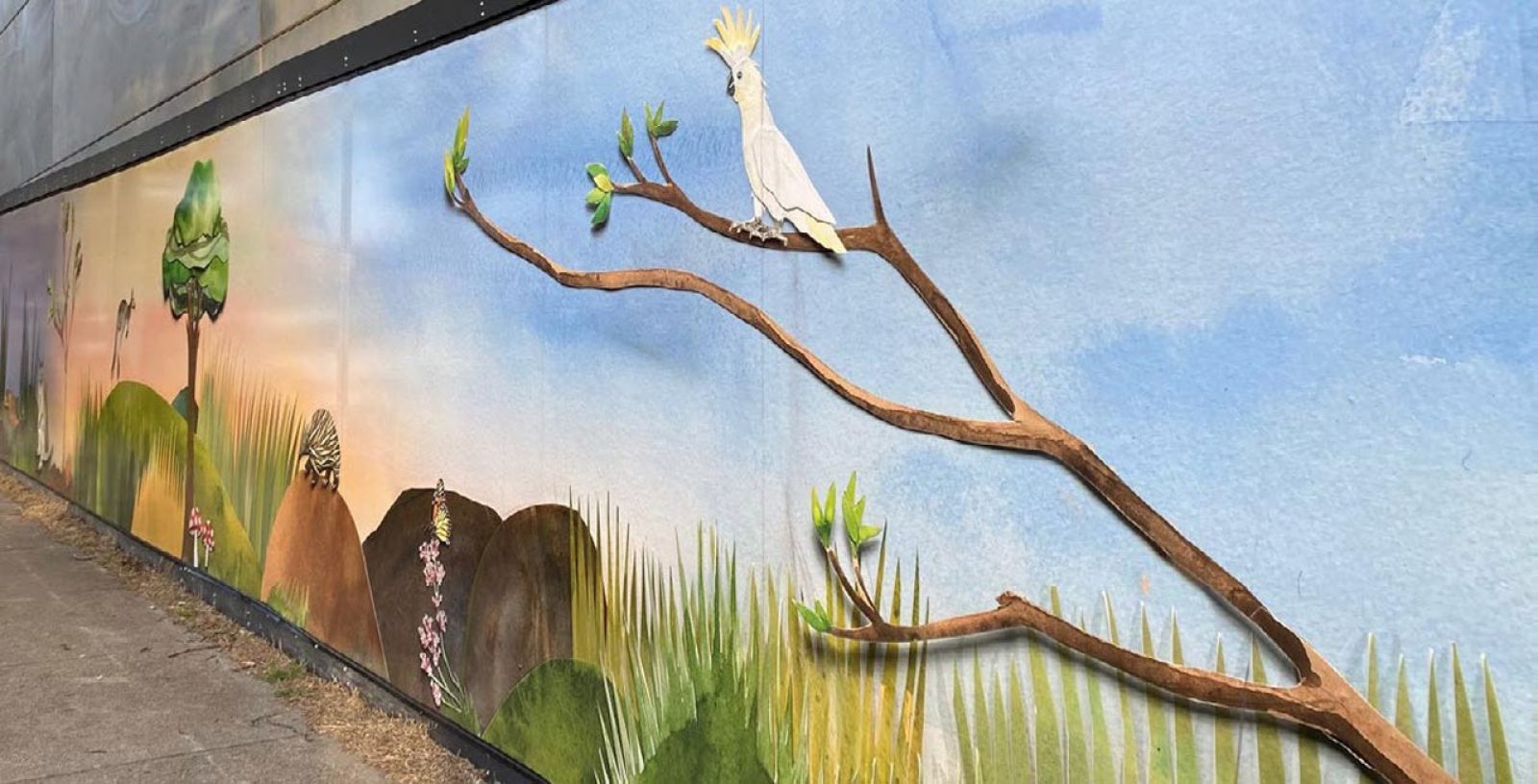 A mural on the acoustic shed at Winsor Reserve by local artist Tai Snaith