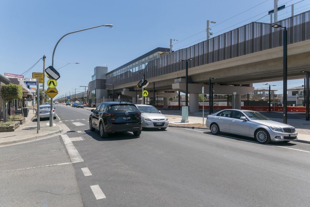 The new Parkdale Station looking south on Como Parade West