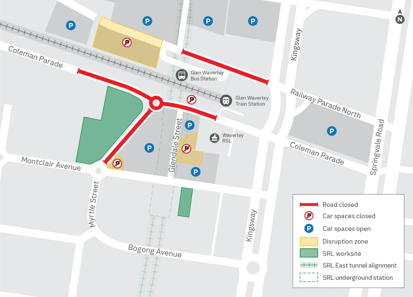 Map showing works in Glen Waverley during December and January