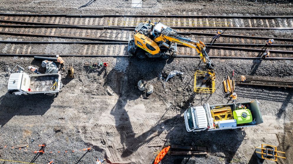 High-rail works in the rail corridor during a construction blitz