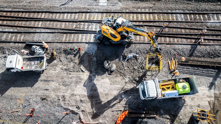 High-rail works in the rail corridor during a construction blitz