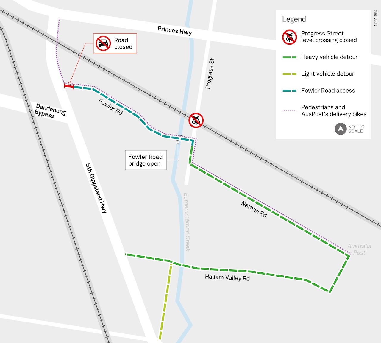 Fowler St Dandenong South Road – Detour map  1